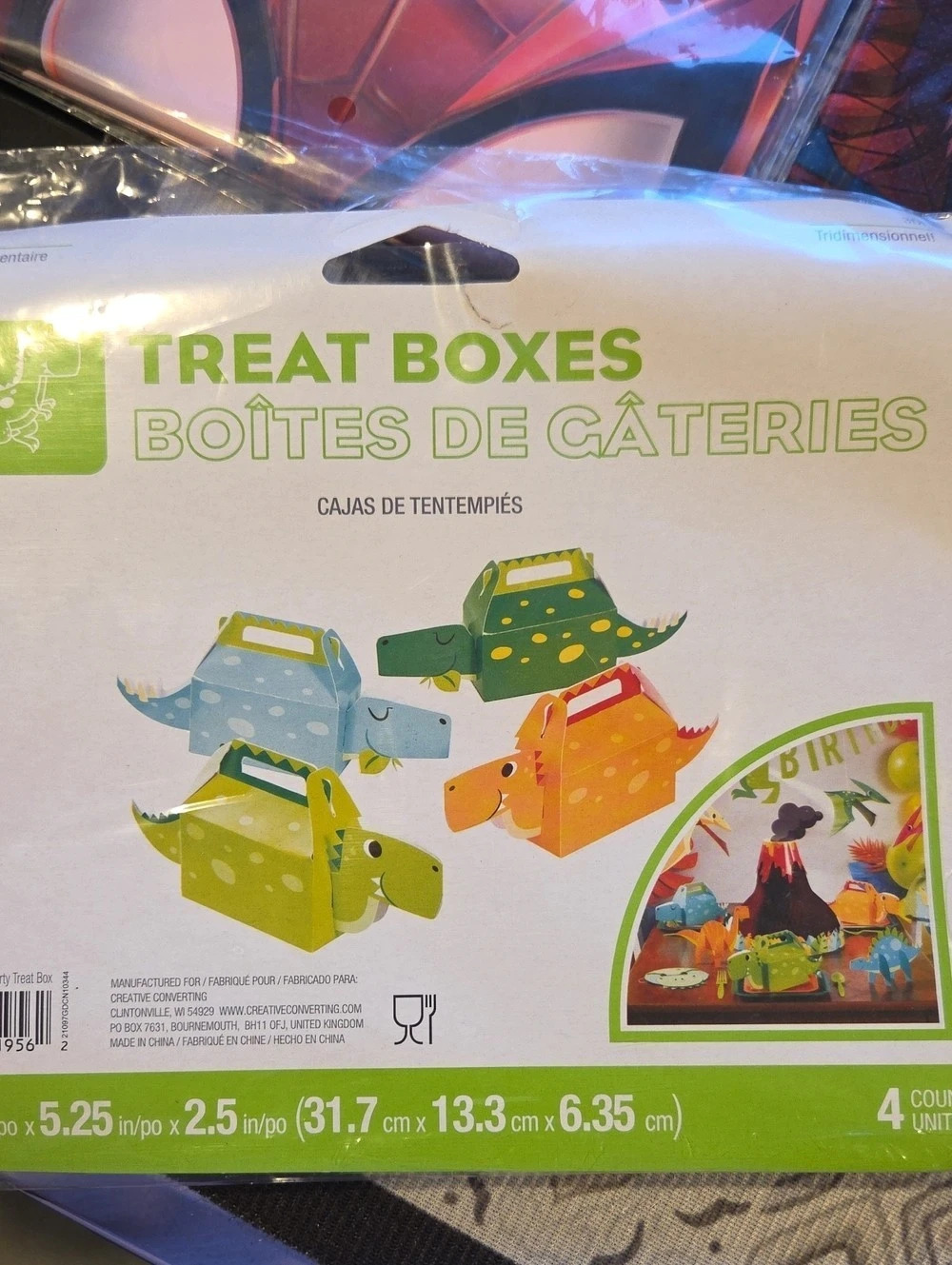 Creative Converting Boy Dino Party 3D Treat Boxes Set of 4